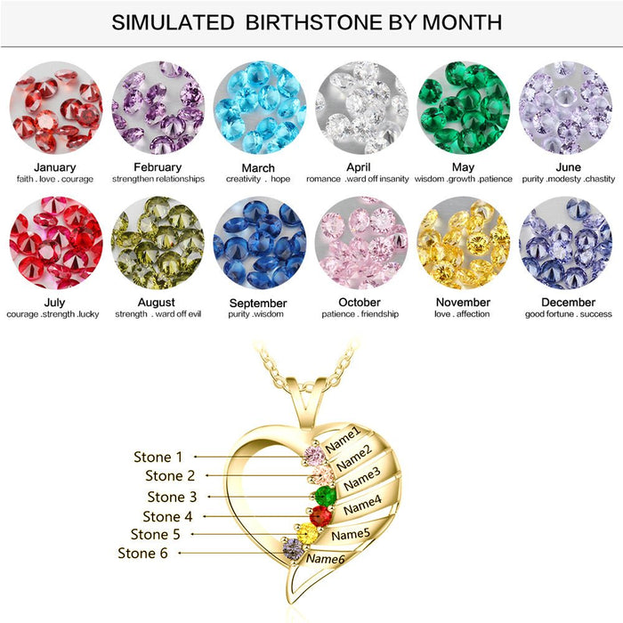Birthstone Heart Necklace -S925 Sterling Silver Necklace