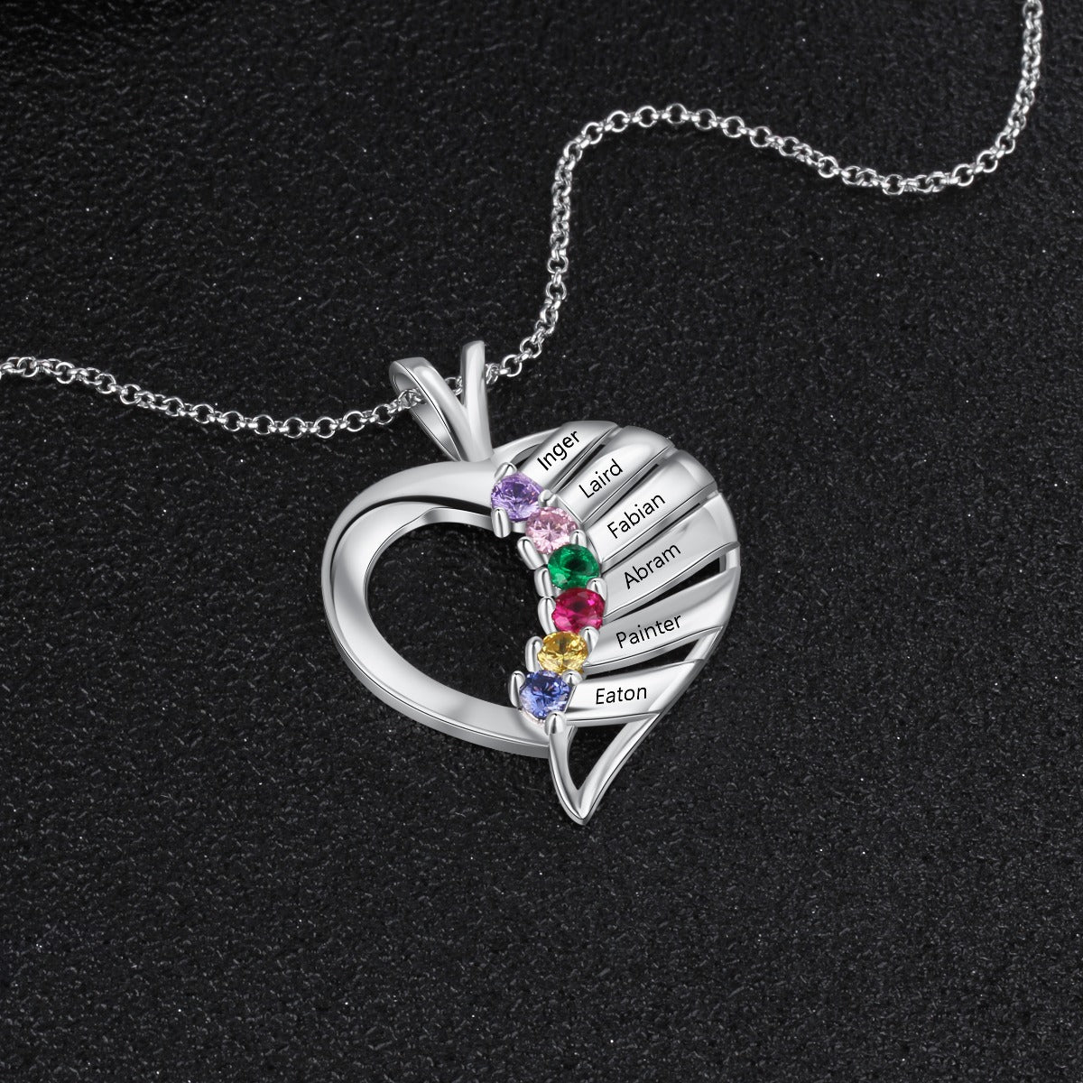 Birthstone Heart Necklace -S925 Sterling Silver Necklace - luxoz