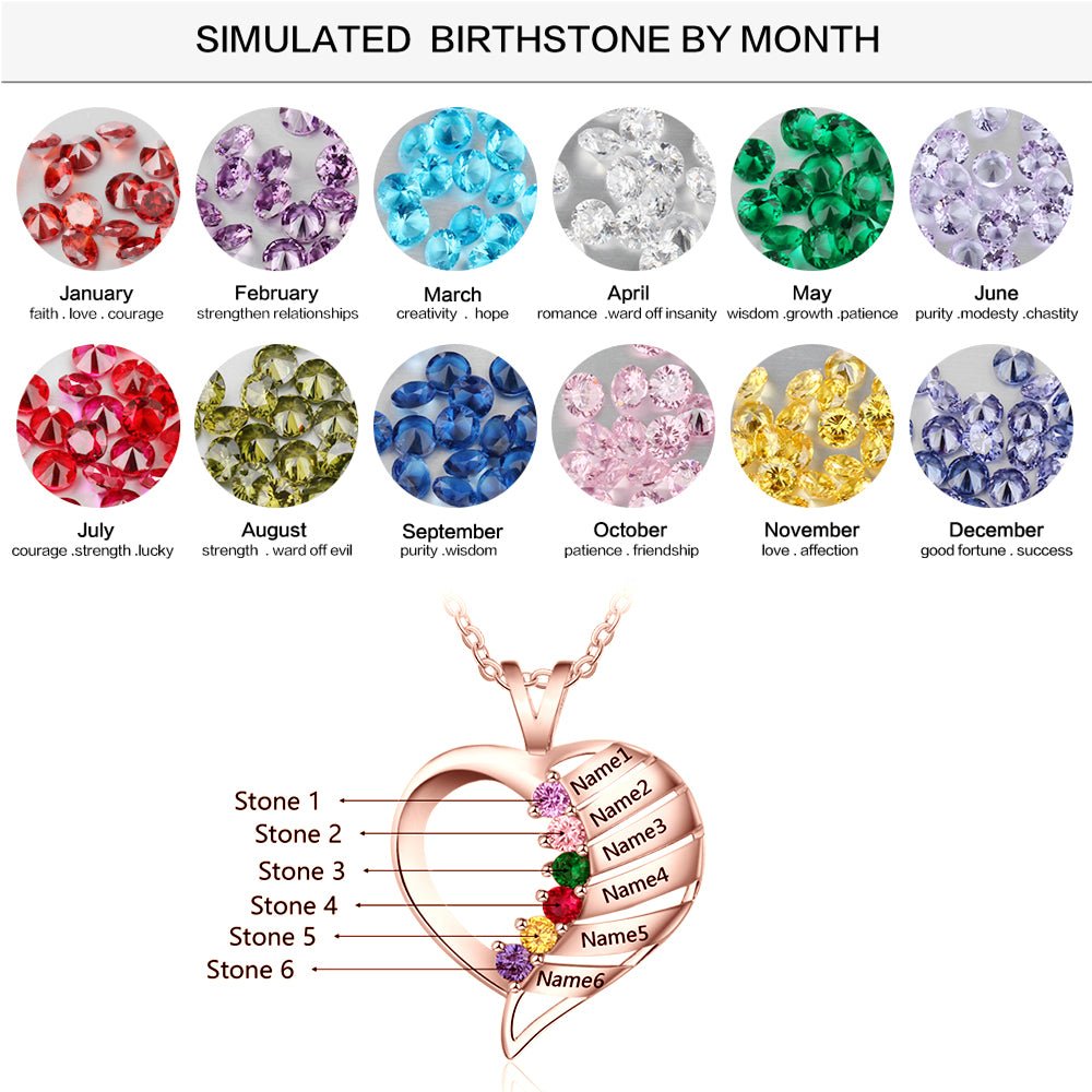 Birthstone Heart Necklace -S925 Sterling Silver Necklace - luxoz