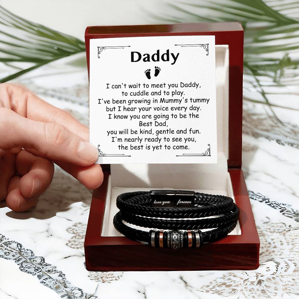 Braided Vegan Leather Bracelet For Men-Engarved "Love You Forever" - luxoz