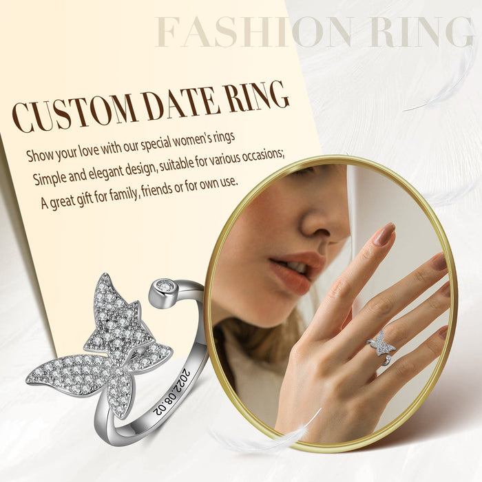 Custom Anxiety Ring-Adjustable Butterfly Ring