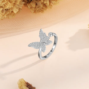 Custom Anxiety Ring-Adjustable Butterfly Ring - luxoz