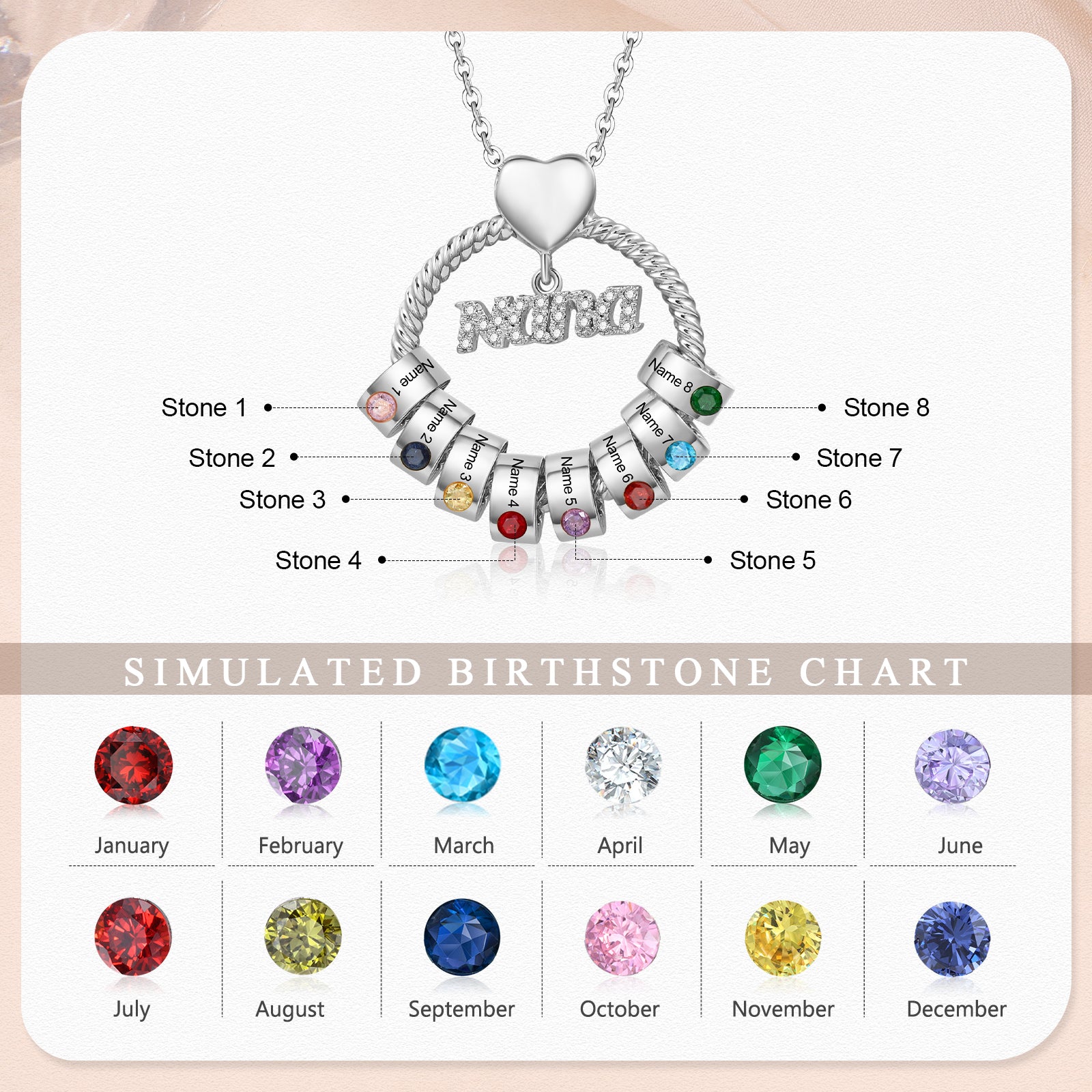 Custom Birthstone Necklace - luxoz