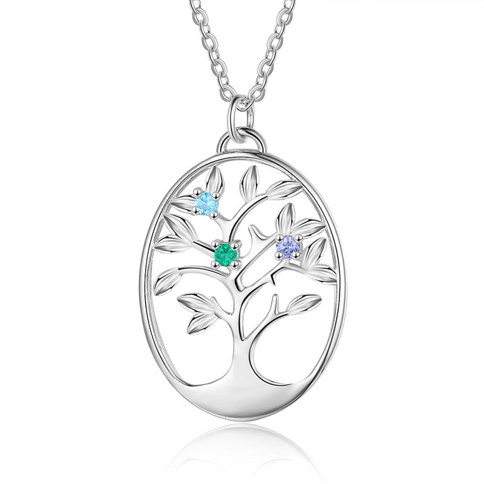 Custom Birthstone Family Tree Necklace- Gift For Mum