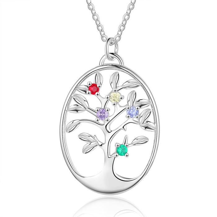 Custom Birthstone Family Tree Necklace- Gift For Mum