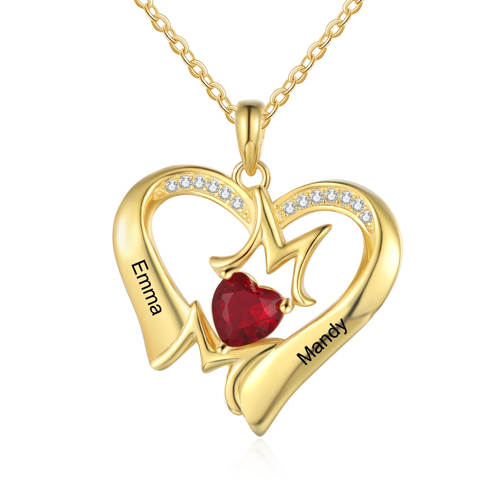 Custom Heart Mum Necklace- With Birthstone-A Gift She Will Remember - luxoz