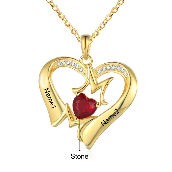 Custom Heart Mum Necklace- With Birthstone-A Gift She Will Remember