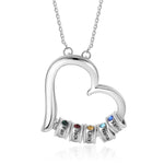 Custom Heart Necklace-With Name And Birthstones - luxoz