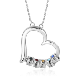 Custom Heart Necklace-With Name And Birthstones - luxoz