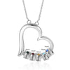 Custom Heart Necklace-With Name And Birthstones - luxoz