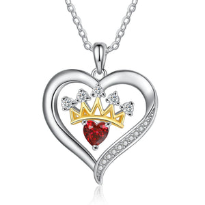 Custom Heart Queen Necklace-Birthstone Name Necklace - luxoz