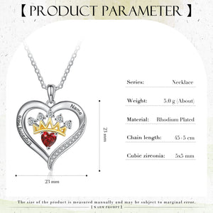 Custom Heart Queen Necklace-Birthstone Name Necklace - luxoz