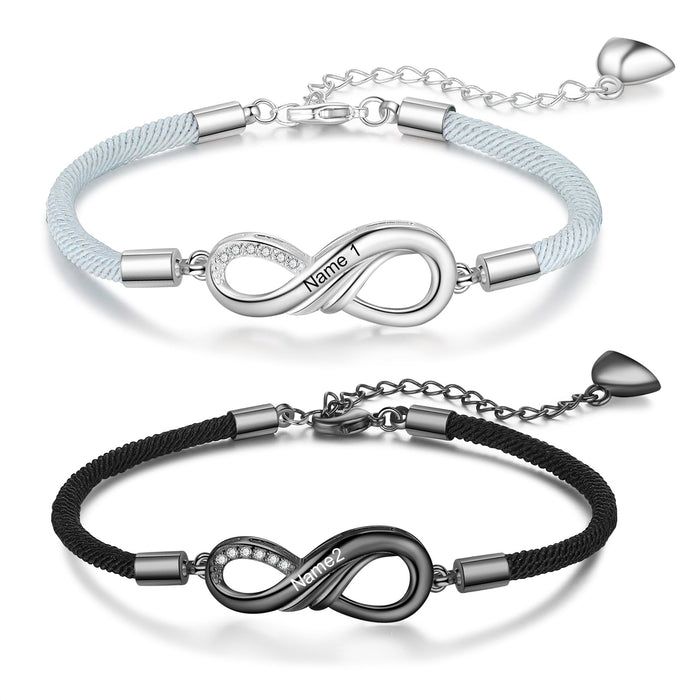 Custom Name Infinity Love-Shaped Couple Bracelet