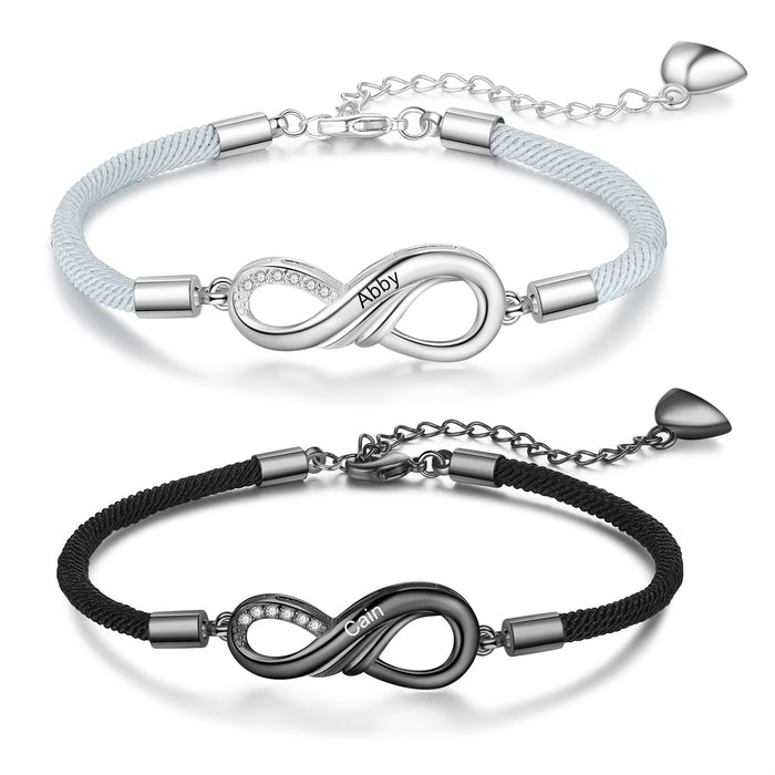 Custom Name Infinity Love-Shaped Couple Bracelet