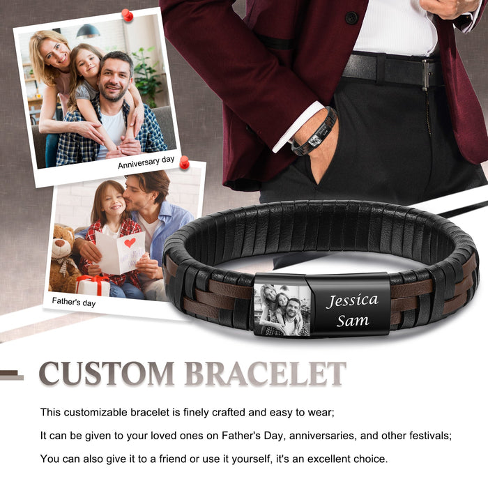 Custom Photo Men Bracelet- Name Bracelet For Him