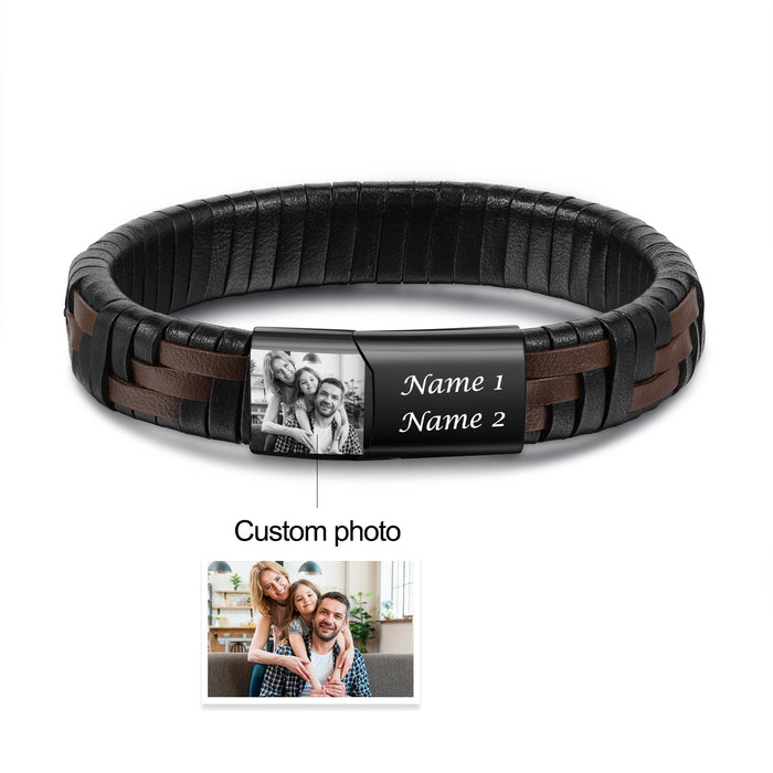Custom Photo Men Bracelet- Name Bracelet For Him