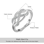Engraved Infinity Love Ring- Rhodium Plated Ring - luxoz