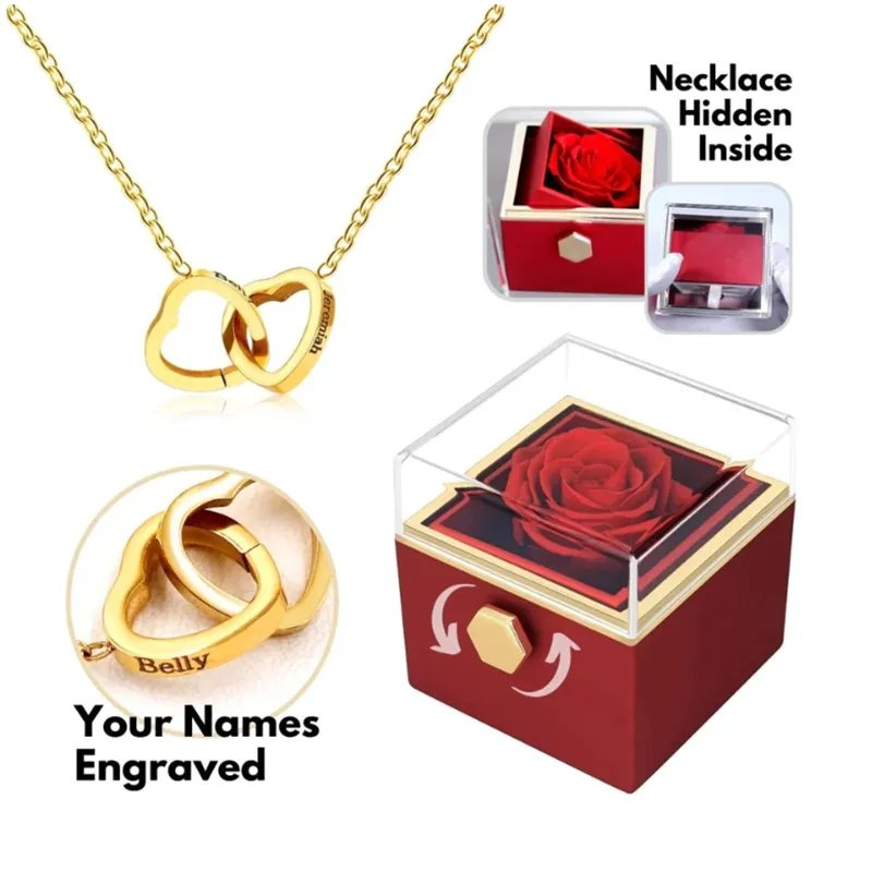 Engraved Necklace For Her-Valentines Day Gift-Eternal Rose Necklace - luxoz