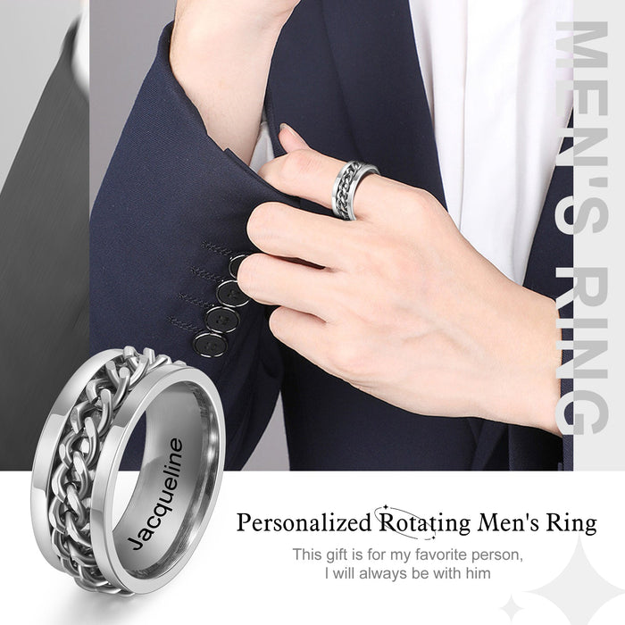 Fidget Ring For Him-Stainless Steel Ring