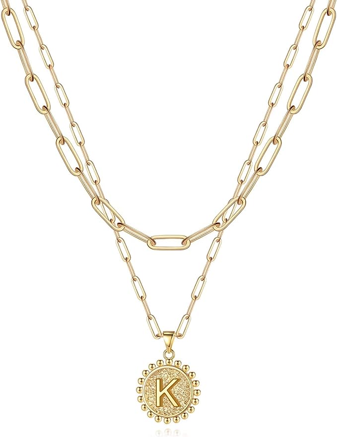 Gold Initial Necklace- 14K Gold Plated Stainless Steel