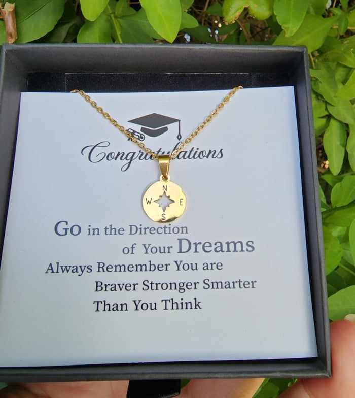 Graduation Necklace For Her-Compass Necklace