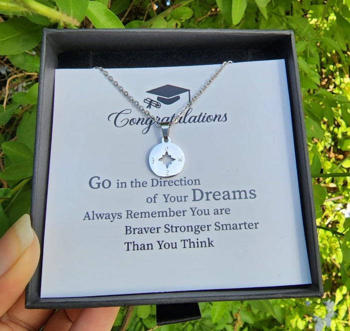 Graduation Necklace For Her-Compass Necklace
