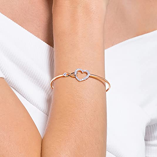 Infinity Heart Rose Gold & Rhodium Tone Finish Bracelet For Women - luxoz