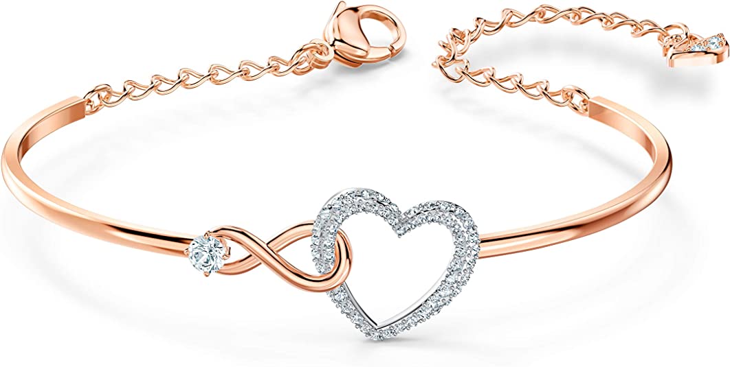 Infinity Heart Rose Gold & Rhodium Tone Finish Bracelet For Women - luxoz