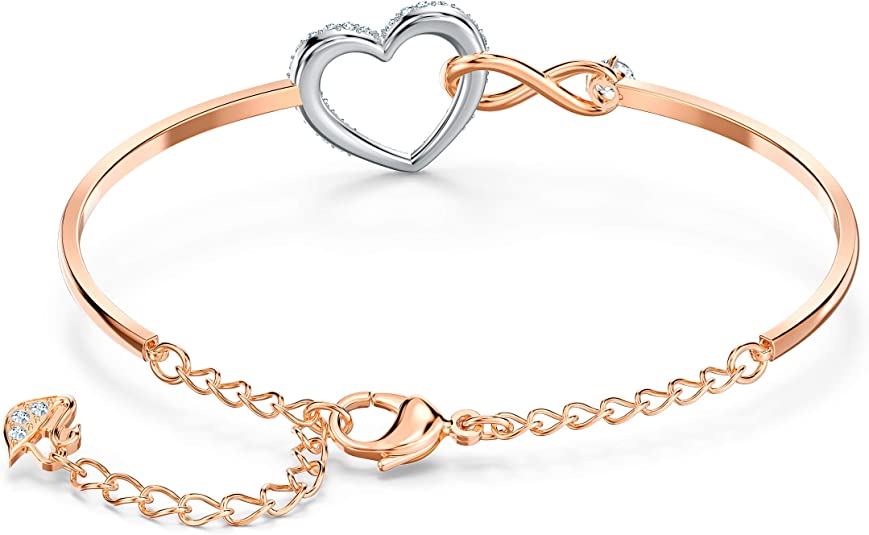Infinity Heart Rose Gold & Rhodium Tone Finish Bracelet For Women - luxoz
