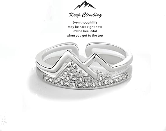 Keep Climbing Ring Get Stronger Mountain Adjustable Ring Even Though Life May be Hard Right Now It'll be Beautiful When You Get to The Top