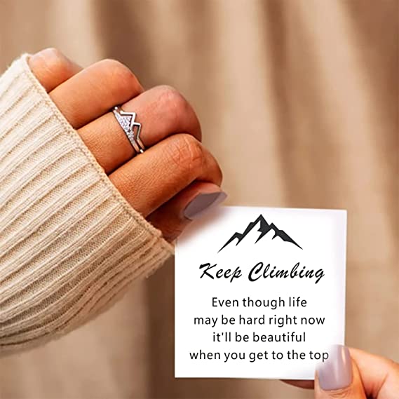 Keep Climbing Ring Get Stronger Mountain Adjustable Ring Even Though Life May be Hard Right Now It'll be Beautiful When You Get to The Top
