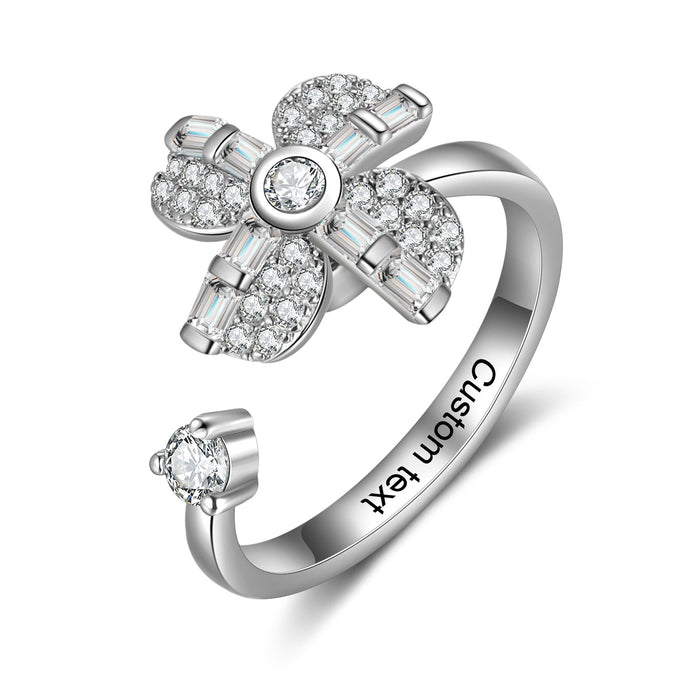Ladies Spinner Ring- White Gold Plated Copper Ring