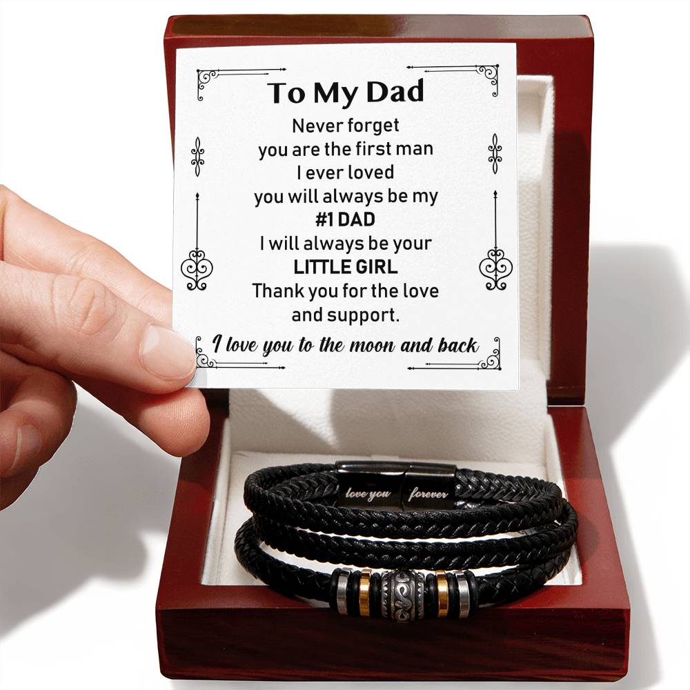 "Love You Forever" Engraved Braided Vegan Leather Bracelet For Father - luxoz