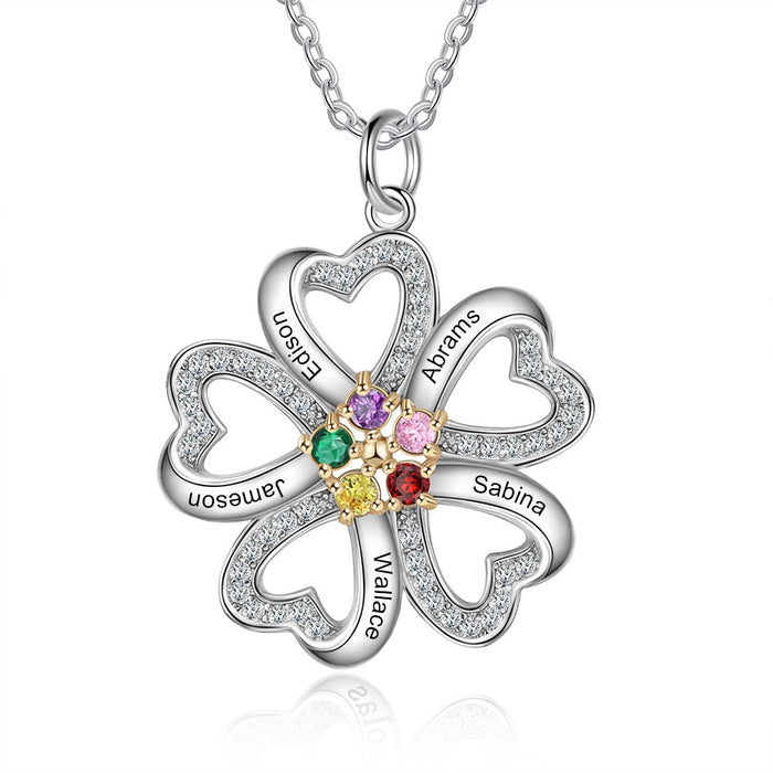 Mother Heart Birthstone Necklace-S925 Sterling Silver