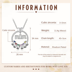 Mother's Day Gift-Custom Birthstone And Names- Mum Necklace - luxoz