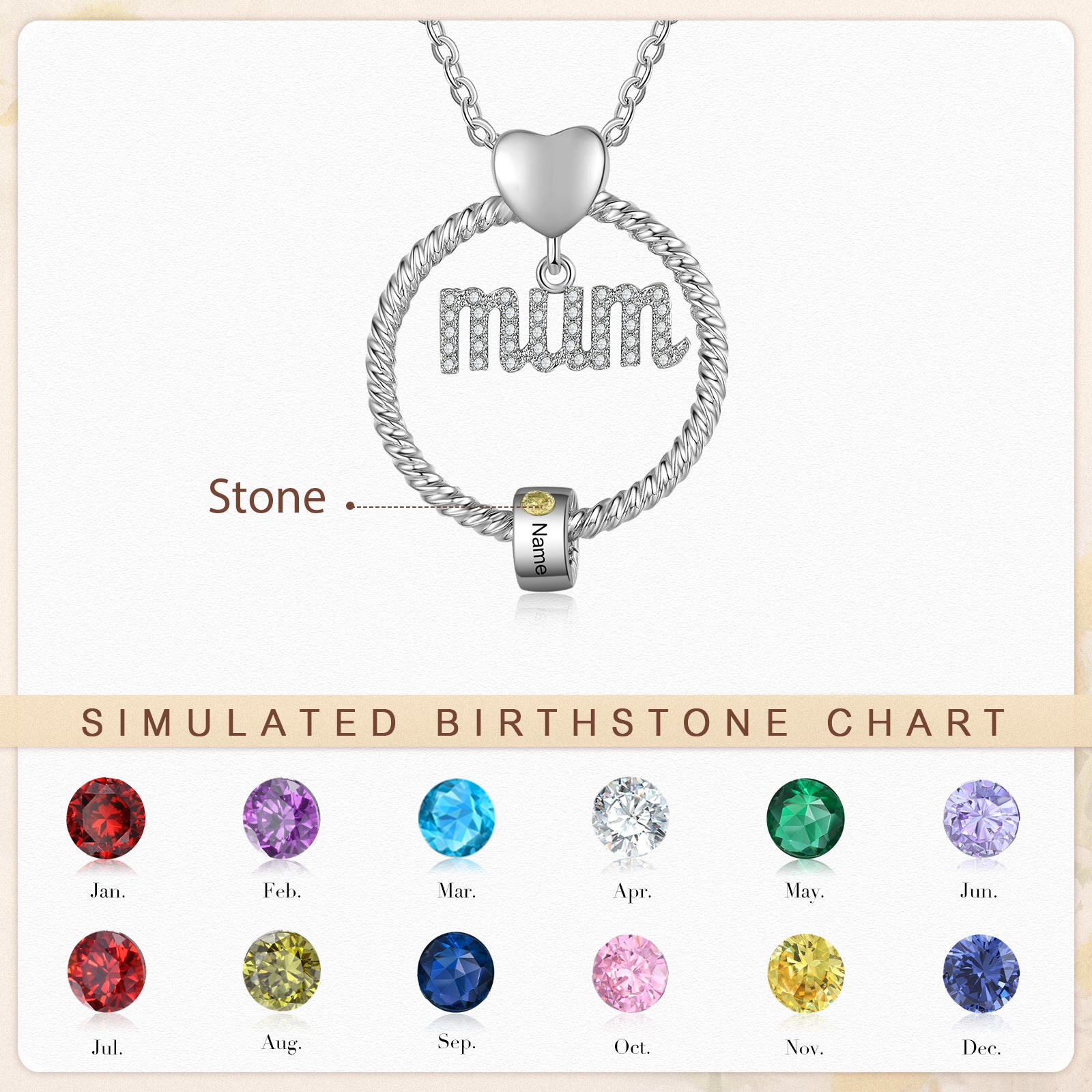 Mother's Day Gift-Custom Birthstone And Names- Mum Necklace - luxoz