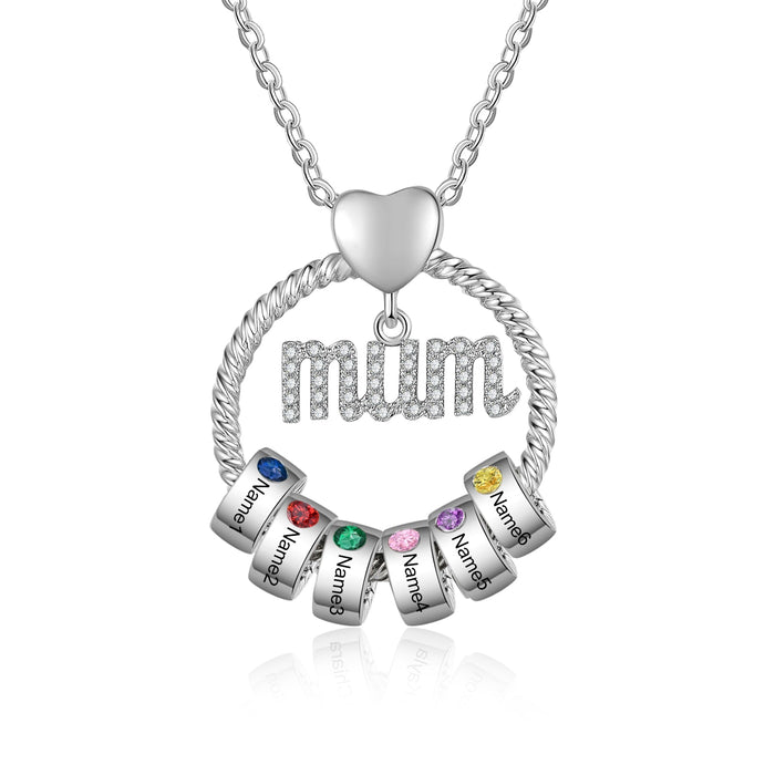 Mother's Day Gift-Custom Birthstone And Names- Mum Necklace