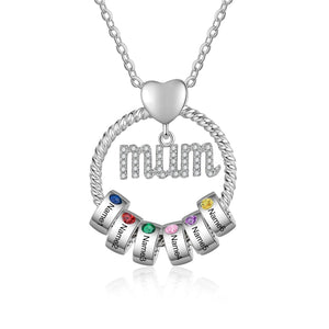 Mother's Day Gift-Custom Birthstone And Names- Mum Necklace - luxoz