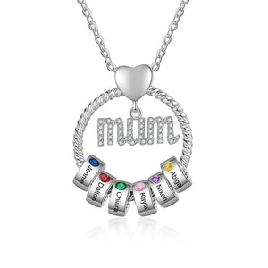 Mother's Day Gift-Custom Birthstone And Names- Mum Necklace - luxoz