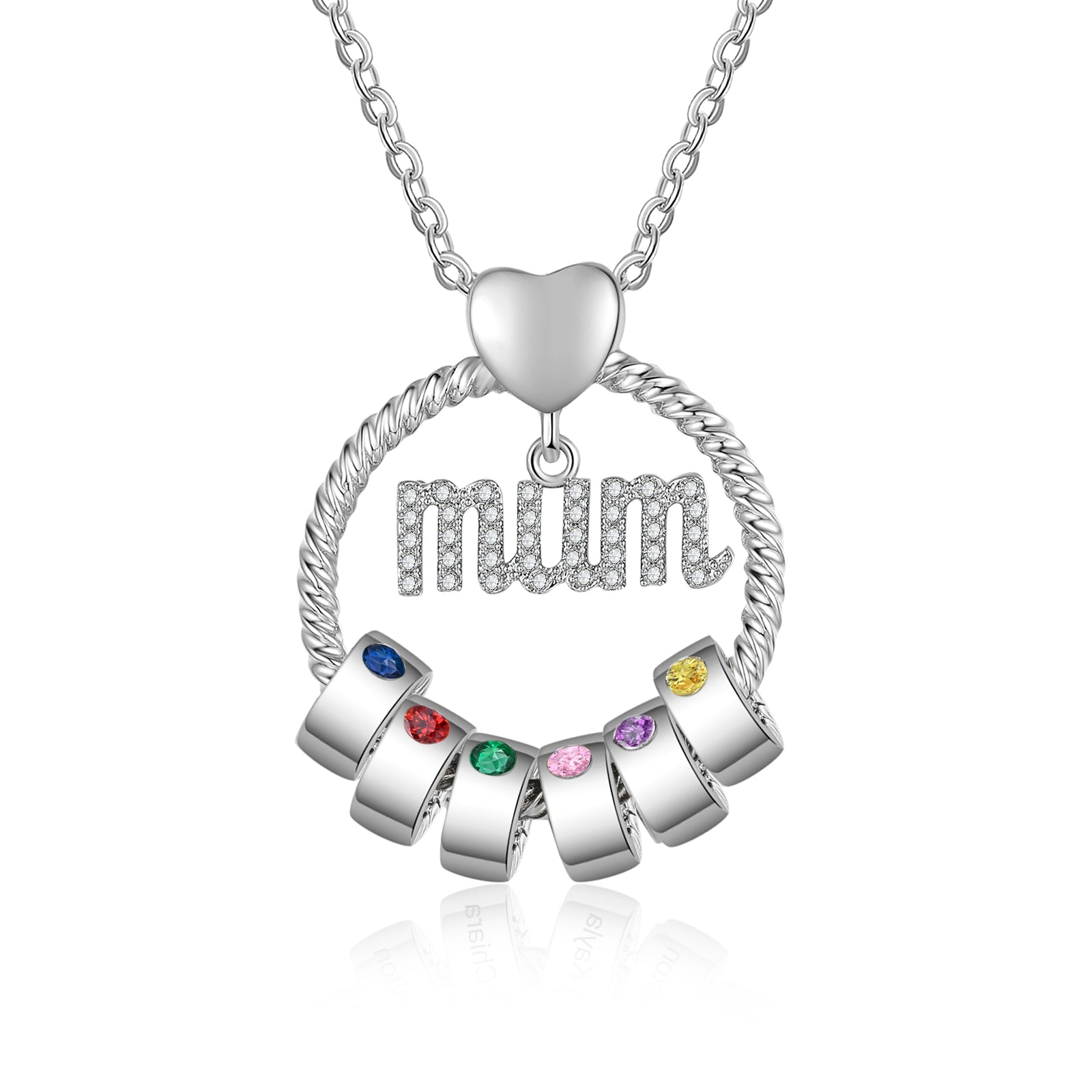 Mother's Day Gift-Custom Birthstone And Names- Mum Necklace - luxoz