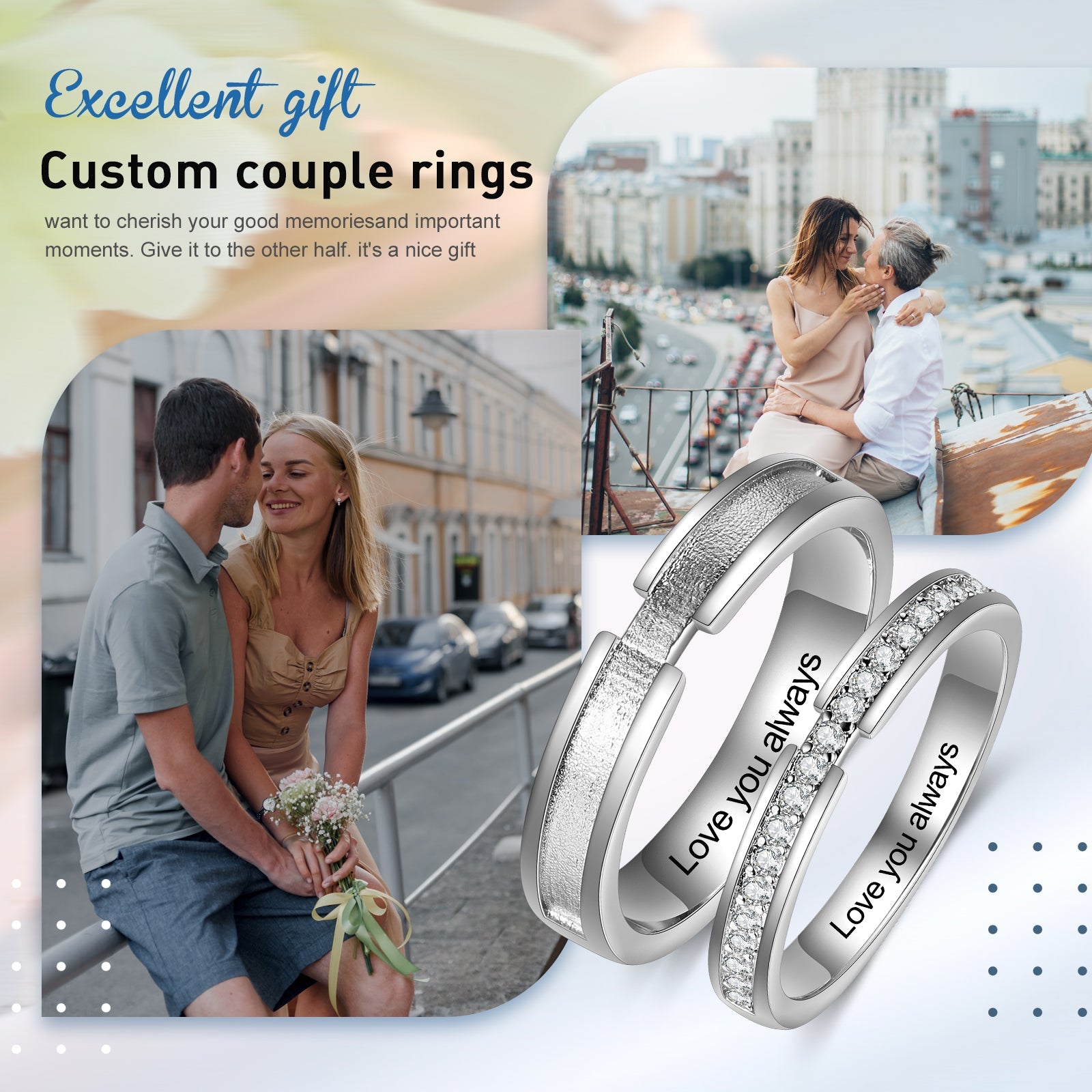 Promise Rings 2 Promise Rings For 2- Gold Plated Copper Couple Rings – Luxoz