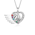 S925 Custom Names- Birthstones Heart Shape Pendant Necklace - luxoz