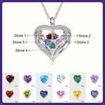 S925 Silver Birthstone Heart Shape Pendant Necklace - luxoz