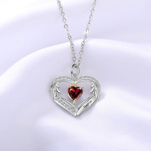 S925 Silver Birthstone Heart Shape Pendant Necklace - luxoz
