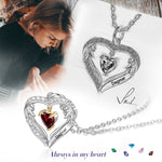 S925 Silver Birthstone Heart Shape Pendant Necklace - luxoz