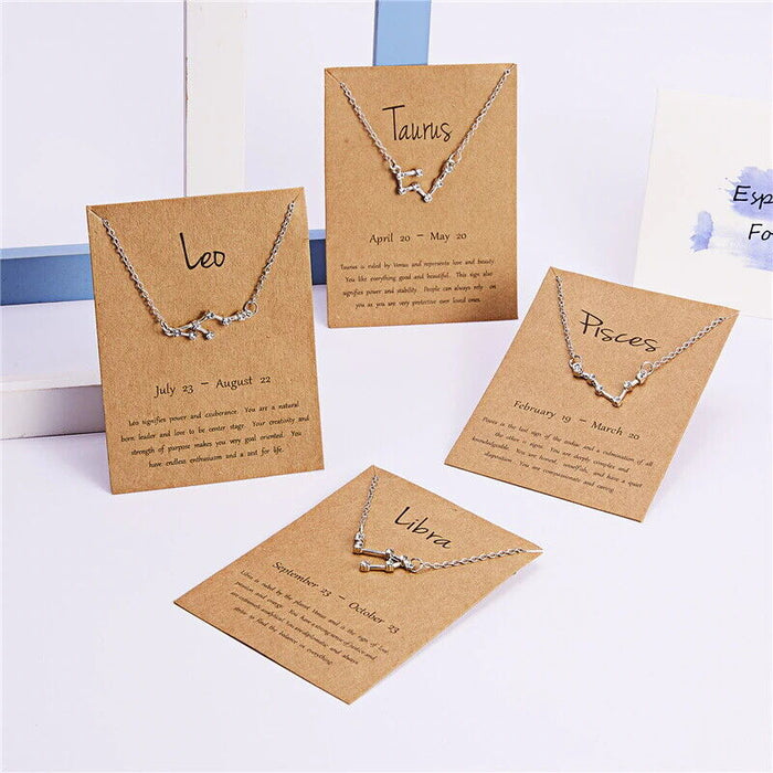 Silver Horoscope Astrology Zodiac Birth Sign Chain Necklace