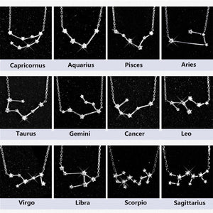 Silver Horoscope Astrology Zodiac Birth Sign Chain Necklace - luxoz