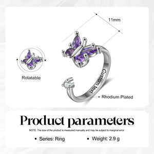 Spinner Butterfly Ring- Fidget Rotatable Ring - luxoz