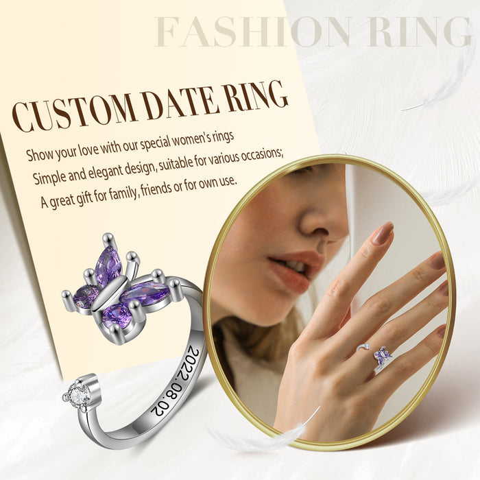 Spinner Butterfly Ring- Fidget Rotatable Ring
