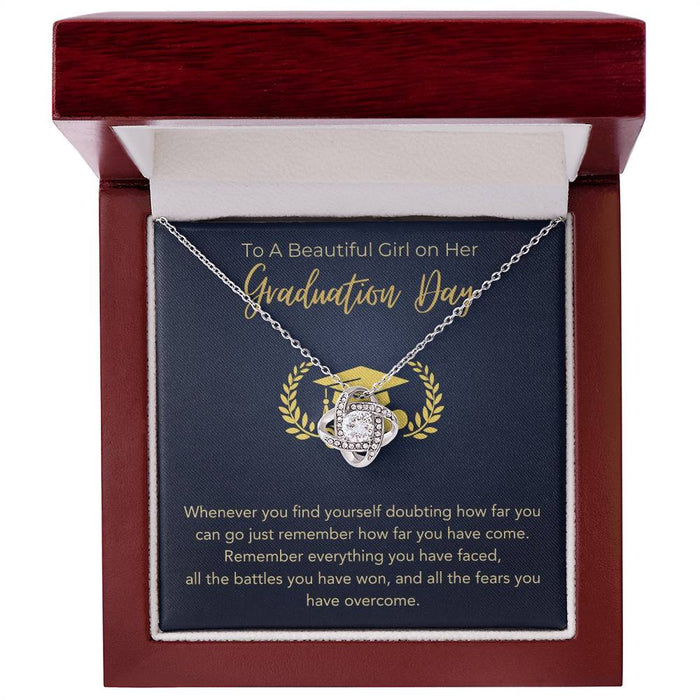 To A Beautiful Girl- On Her Graduation Day-Loveknot Necklace